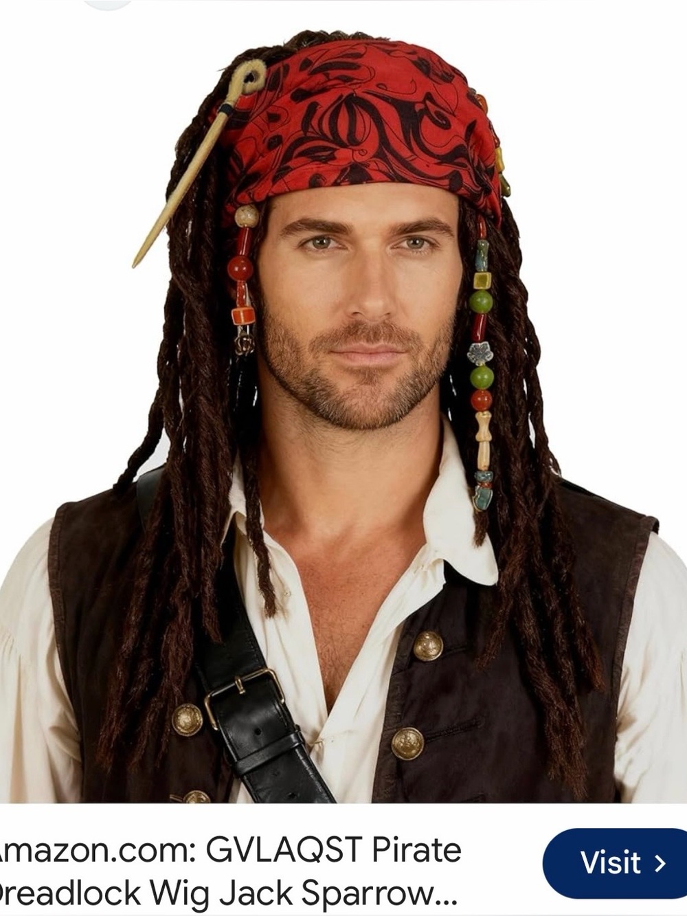 Red Bandana Pirate Headscarf – Men’s Costume Accessory